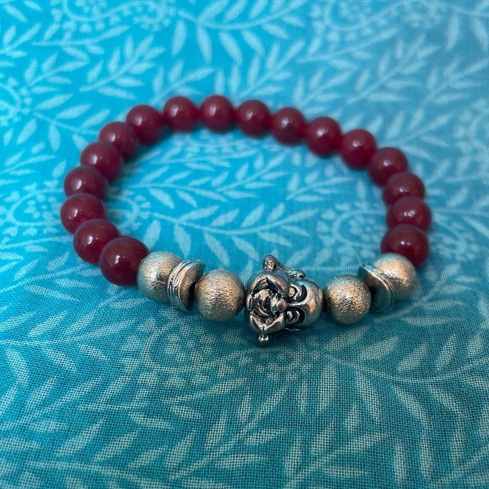 Burgundy Buddha Beaded Bracelet